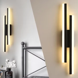 24'' 32'' Double Linear Bathroom Wall Sconce Modern Matte Black Led Vanity Mirror Wall Light