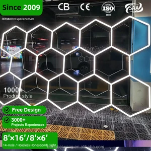 5-Grid Stage Hexagonal Smart Led Panels Waterproof Hexagon Ceiling Light for Office Hotel & Garage Use Without Frame