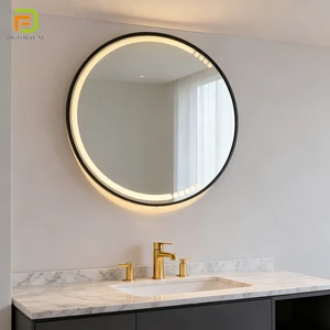 Modern Led Bathroom Mirror Waterproof Rust-Proof Vanity Mirror Wall Mounted Aluminum Frame Round Mirror For Hotel Project