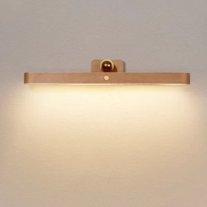 Magnetic Wooden Base Rechargeable Vanity Light Fixture with Modern Design for LED Bathroom Vanity Light