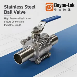 Three-piece Welded Ball Valve with Valve Fitting, Resistant to 3000 Psi Standard, Bidirectional, SS316, 1/8, 1/4, 3/8, 1/2