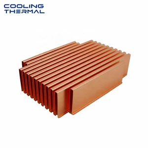 Custom Copper Folded Fin Heat Sink with Heat Pipes
