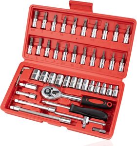 Multifunctional 46 Pieces Manual Tools Kit Hardware Combination Toolbox Automotive Mechanical Repair Wrench Set - 004