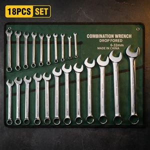 Portable 18-Piece Auto Repair Wrench Set Dual Purpose Metric Measurement Spanner Kit OEM Canvas Bag Open Ended Tool Essentials