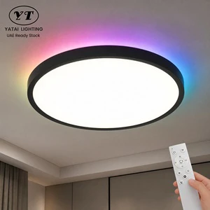 Modern Round Led Ceiling Light Remote Control Dimmable Acrylic Flush Mount For Bedroom Living Room Hallway 50cm 42W