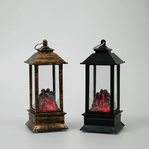 Halloween LED Battery-Powered Flexible Electronic Candle Decorative Lights Creative Fireplace Style Mini Table Lamp