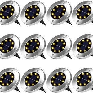 Cross Border Solar IP67 Stainless Steel Buried Lamp Outdoor 8LED Lawn Garden Lamp Energy Saving Technology High Lumen Output