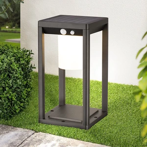 Modern Outdoor LED Lawn Lamp Aluminum Motion Sensor Waterproof Solar Powered Yard Decoration for Garden