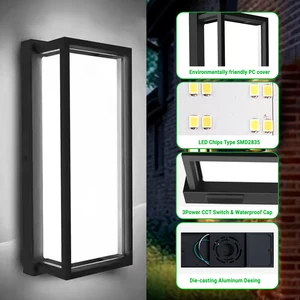 Outdoor Wall Light 5Cct Tunable Ac120-277V Ip65 Waterproof Outdoor Lighting Wall Mounted Wall Lamp