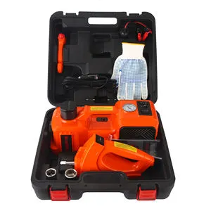 12V Electric Hydraulic Car Jack with Impact Wrench Air Pump Car Repair Tool Set for Lifting 5 Ton Capacity