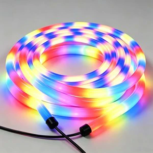 LED Pixel Tube DC12V 24V DMX512 Addressable RGB Black 360 Degree LED Silicone Tube Neon Light 22mm Diameter for Bar KTV Lighting