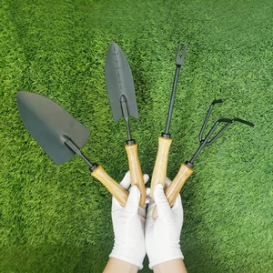 GIYU 4PCS Garden Tool Set With Durable Iron Head & Wooden Handle Eco-Friendly Multi-functional For Planting Digging & Weeding