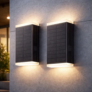 Solar up & Down Wall Sconce, Outdoor LED Wall-Mounted Light, IP54 Waterproof ABS, Garden & Fence Lamp for Patio Pathway Decor