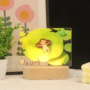 Wooden Led Cute Sleep Light Girls Room Decor Lights Gift Night Light UV Lamp With USB Switch