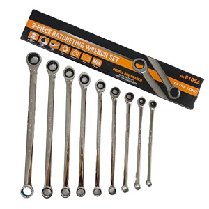 9PCS Wrench Set, 72-Tooth Extra Long Spanner Kit (8mm-22mm) No Slipping Smooth Operation High Torque Output Easy to Carry