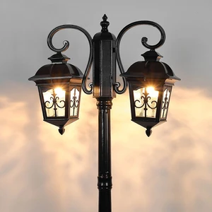 2M Height Dual Head LED Garden Courtyard Lamp High Lumen IP65 2-Year Warranty Outdoor Pole Lamp for Community Villa Park Street