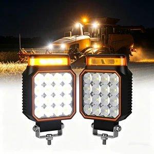 New 12V 18W Waterproof Aluminum Alloy 4inch Excavators LED Work Light Amber Warning Strobe Flood Beam IP67 Rated Construction