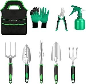 Gardening Tool Set: Spray Bottle, Shovel, Fork, Spoon, Pruning Shears, Gloves