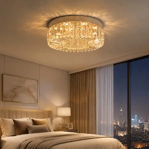 Wholesale Decorative Modern Home Living Room Bedroom Stainless Steel 3 Colors Led Crystal Ceiling Light Fixture