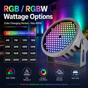6W-400W Round RGB LED Spotlight IP66 Color Changing Wall Wash for Building & Bridge Lighting