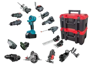 18 1 Industrial Tools Kit Battery Operated Electric Drill Jigsaw Reciprocating Saw Oscillating Tool Combo Set