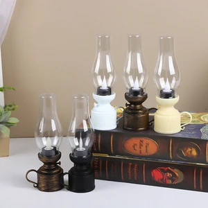 Modern Battery Operated Plastic LED Decorative Small Table Lamp for Indoor Nostalgic Nightlight