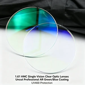Wholesale Pioneer 1.61 HMC Two-piece Single Vision Clear Optic Lenses Uncut Professional AR Green/Blue Coating UV400