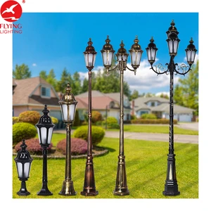 Professional Manufacture Outdoor Decorative Antique Cast Iron Street Lamp Post Led Garden Pole Light