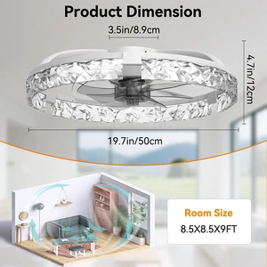 Modern Energy Saving LED Ceiling Fan with Remote Control 20 Inch Foldable Design 5-Year Warranty