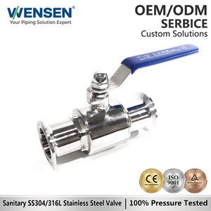 Wensen 304/316L Stainless Steel Tri-Clamp Quick Install Clamp Ball Valve 1.5 Inch With Blue Handle