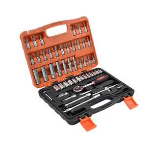 53 Piece Socket Tool Kit 1/4 In Drive Ratchet Wrench Set For Automotive Mechanical Repair Home Use