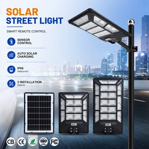 Low Price All in One Led Solar Road Lamp Outdoor Waterproof Ip65 500w 1000w LED Black ABS Solar Integrated Street Light