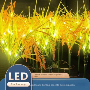Outdoor IP65 Waterproof Solar LED Lawn Lamp 2000mAh Battery 360 Beam Angle Wheat Rice Simulation Pastoral Atmosphere Garden