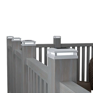 Solar Powered Garden Fence Light LED Column Cap Head Path Lamp PVC Waterproof Pillar Lights for Post Pillars for Gardens Paths