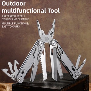 Stainless Steel 14-in-1 Full Locking Multitool Pliers With File Wrench Screwdriver Knife Saw Blade & More-DIY Metric Belt Clip