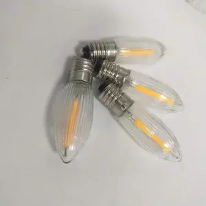 0.2W E10 Christmas Replacement LED Filament Light Bulb 23V 34V Miniature Candle Light Bulb C6 Striped Glass LED Bridge Lamp Bulb