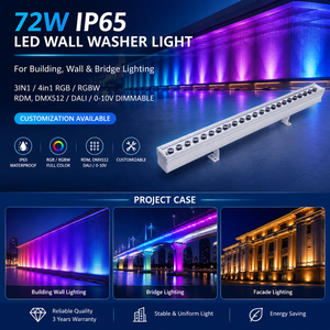 RGBW Led Wall Washer 72W 108W Wash Wall Light RGB IP65 DMX DMX 512 3channels or 4channels Outdoor Building,landscape Aluminum