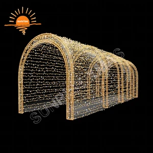 Customized mall park decoration Arch Light Commercial Display Festival Outdoor LED Christmas Tunnel RGB Theme Light in stock
