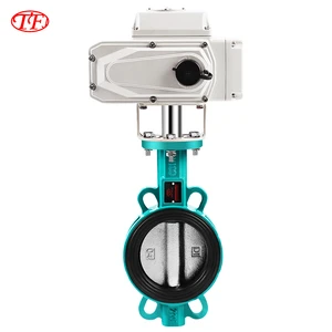TF DC24V AC220V AC380V 4-20ma Water Flow Control Ductile Iron Wafer 8 Inch Electric butterfly Valve On Off D971X