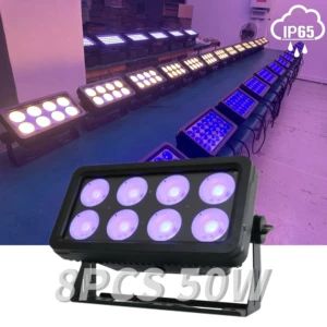 City Color Wash 8*50W Led Wall Washer Light 400W RGBW 4in1 Aluminum Alloy IP65 DMX512