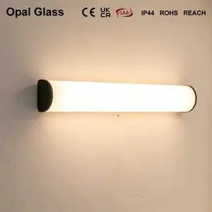 NewThingLine Opal Glass LED Mirror Light Nordic Black Oval Vanity Lamp 60cm Matte Finish Wall Mount Hotel IP44 CRI 90 3000K Warm