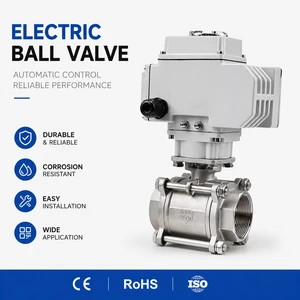 Motorized Ball Valve SS304 UPVC Water PN16 Pressure 3 PCS 12V/24V/220V DC Electric Actuator