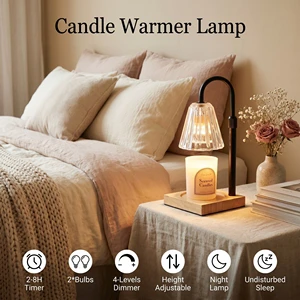 Bedside Sleep Aid 2-8H Timer Square Base Aroma Candle Warmer Lamp With Non Slip Bottom Mat