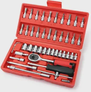 Complete 46-Piece Mechanic Tool Set with Ratchet and Sockets