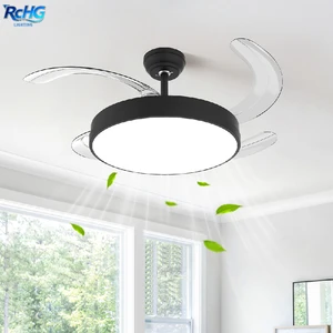 42-Inch Remote Control Smart Invisible Bladeless Ceiling Fan with LED Light Modern Retractable DC Motor 6-Speed 30-34dB Dimmable