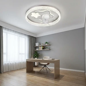 Zhongshan ODM Sparkling Star Shaped Crystal Rim LED Ceiling Fan Light with Shimmering Border and Mute Fan for Modern Living