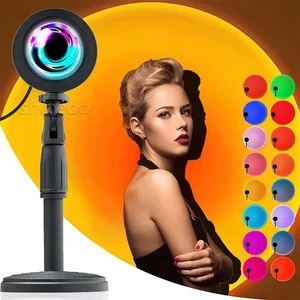Romantic Sunset Lamp Projector 16 Color Sunset Light Bedroom for Birthday Holiday Gifts Remote Control Led Rainbow Sunrise Light