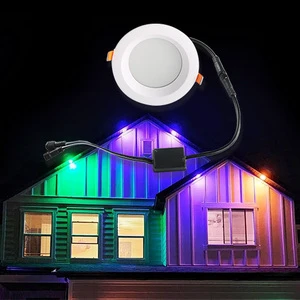 RGBW 15W LED Smart Downlights Aluminum Ceiling Light Indoor/Outdoor Use Permanent Holiday Decorative Soffit Lighting Pot Light