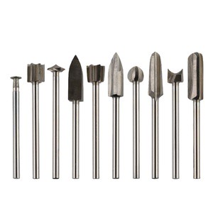 HSS Wood Carving Bits CNC Fully Ground 5mm 10pcs/set HSS Woodworking Engraving Cutter