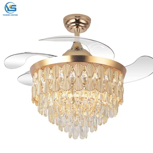 Y181 New Crystal Fan Light with Remote Control 42 Inch 110/220v Ceiling Fans with Lights Lamp Led Designer Luz Con Ventilador